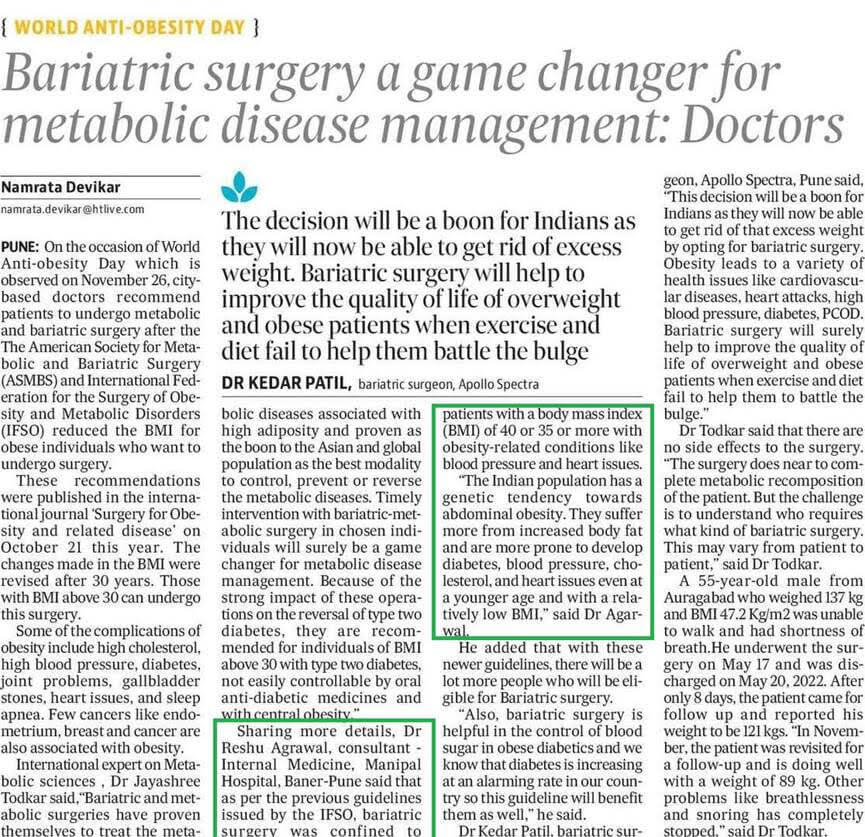 Dr. Reshu Agrawal in Hindustan Times