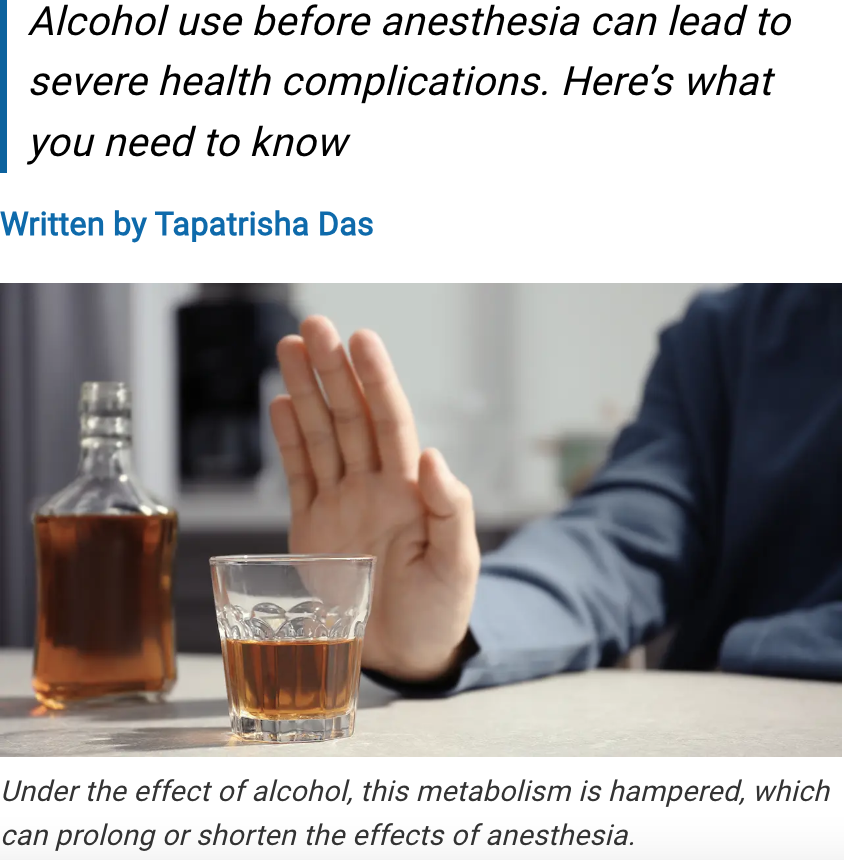 Alcohol before anesthesia: How it affects surgery and recovery
