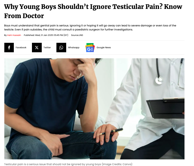Why Young Boys Shouldn’t Ignore Testicular Pain? Know From Doctor
