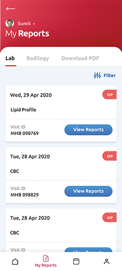 Healthcare Application - lab reports