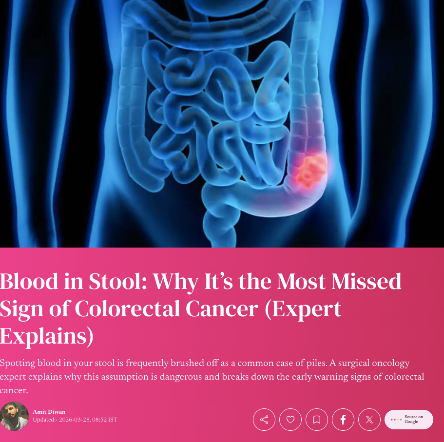 Blood in Stool: Why It’s the Most Missed Sign of Colorectal Cancer (Expert Explains)