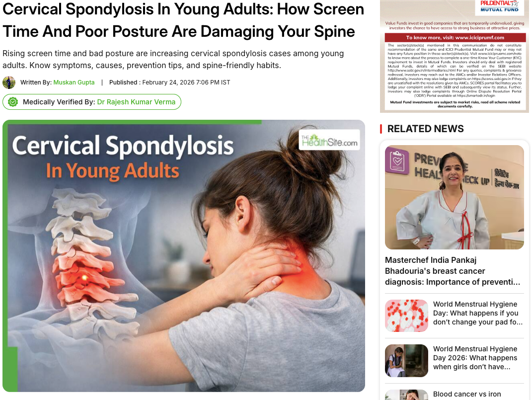 Cervical Spondylosis In Young Adults: How Screen Time And Poor Posture Are Damaging Your Spine