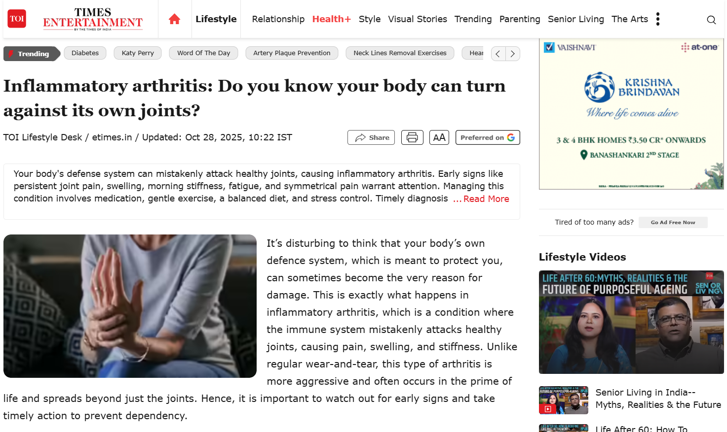 Inflammatory arthritis: Do you know your body can turn against its own joints? | Manipal Hospitals Gurugram