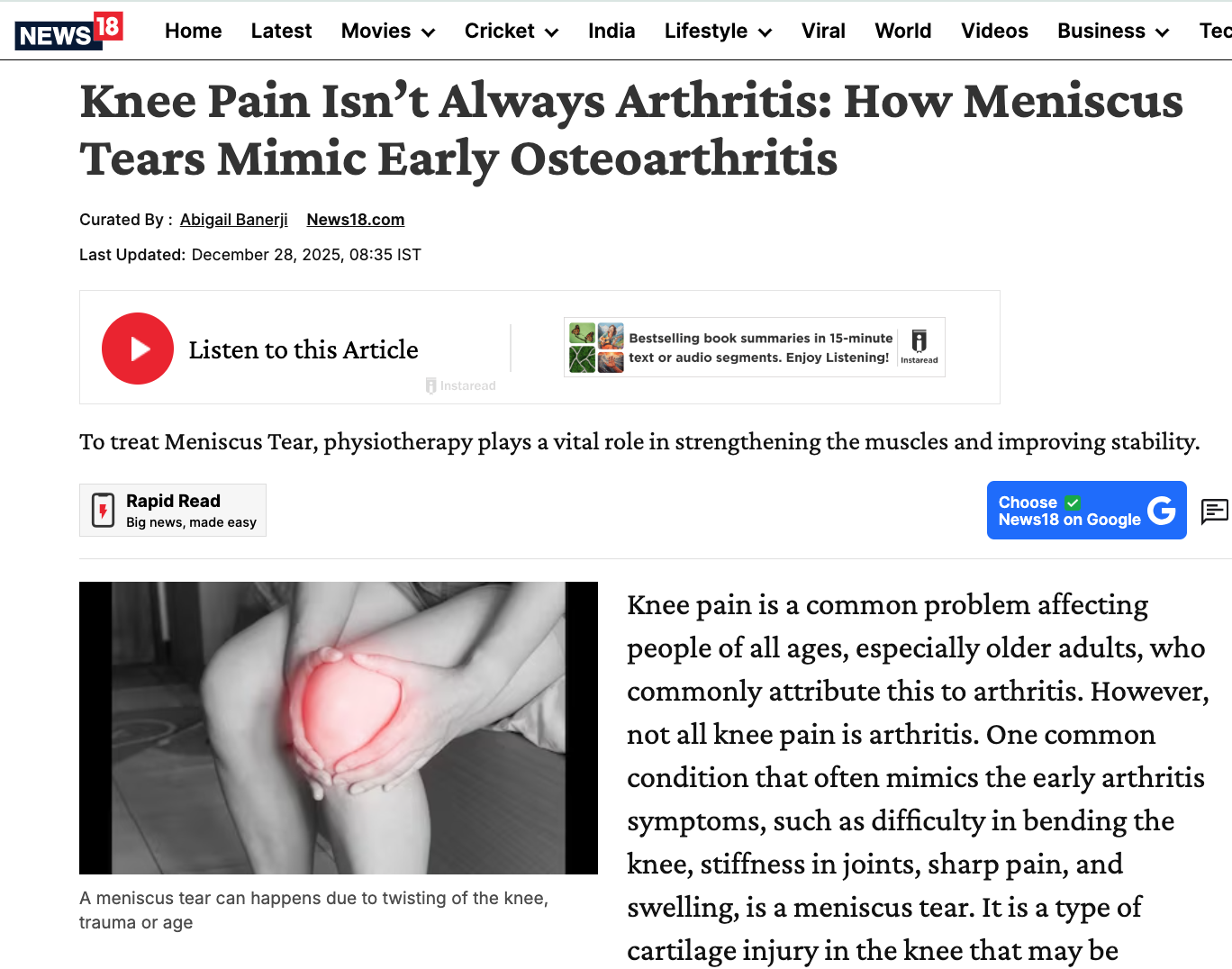 Knee Pain Isn’t Always Arthritis