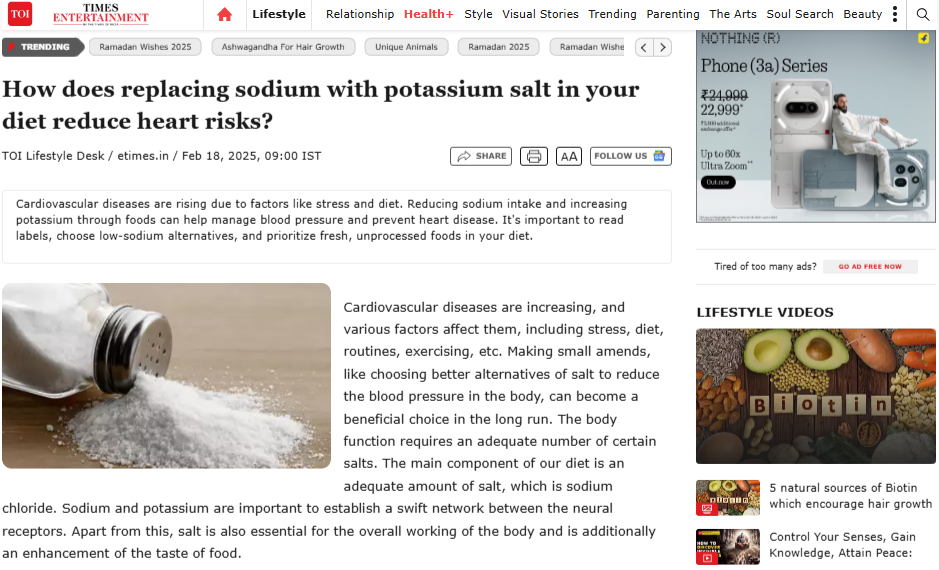 How does replacing sodium with potassium salt in your diet reduce heart risks