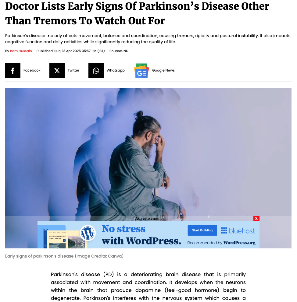 Doctor Lists Early Signs of Parkinson’s Disease Other Than Tremors To Watch Out For