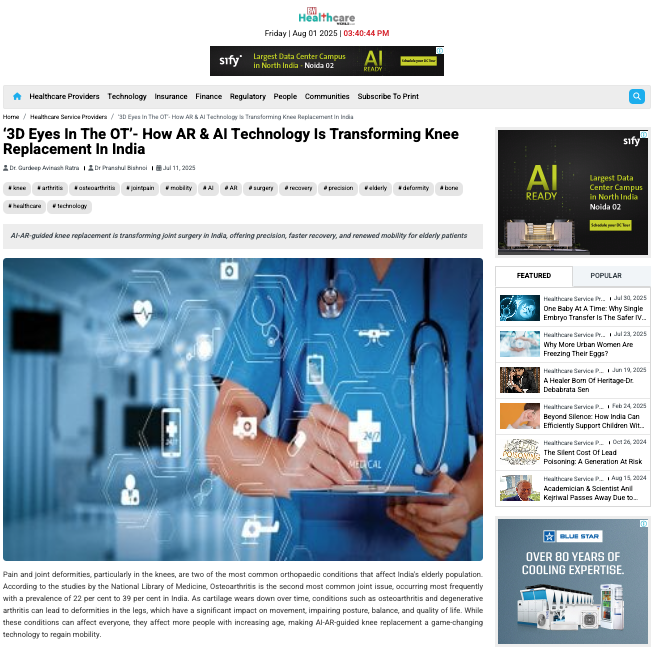 3D Eyes In The OT’- How AR & AI Technology Is Transforming Knee Replacement In India