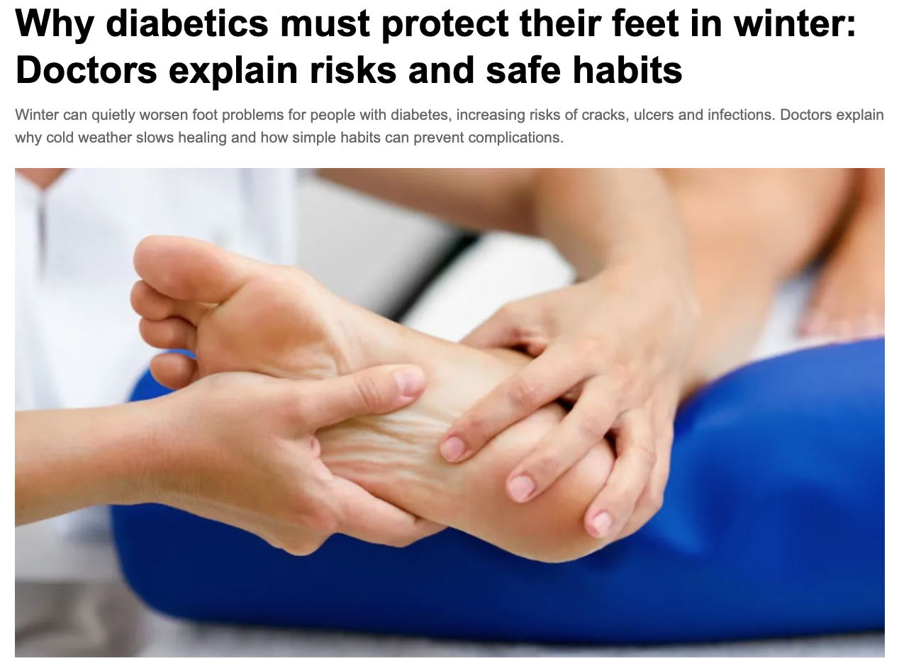 Why diabetics must protect their feet in winter