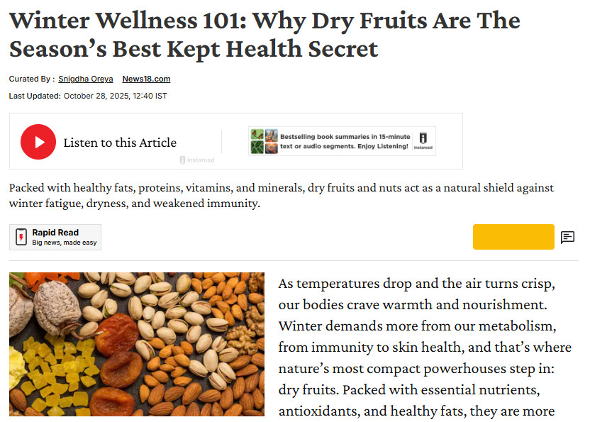 Winter Wellness 101: Why Dry Fruits Are The Season’s Best Kept Health Secret