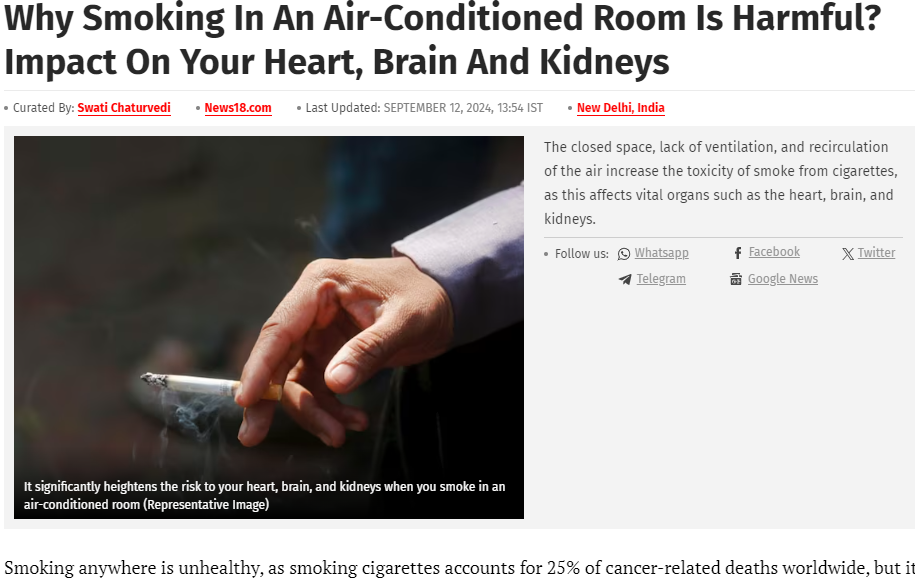 Smoking In An Air-Conditioned Room Is Harmfu