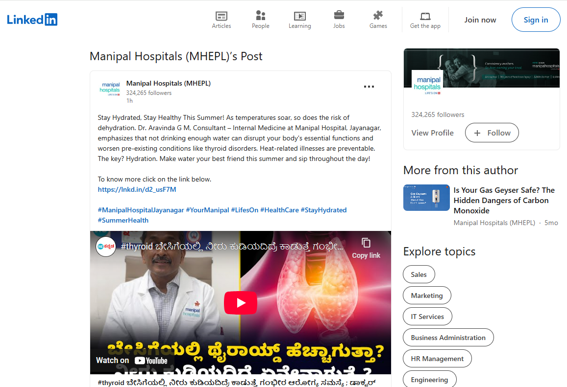  Dr. Aravinda G M on Not drinking water in summer can lead to serious health problems