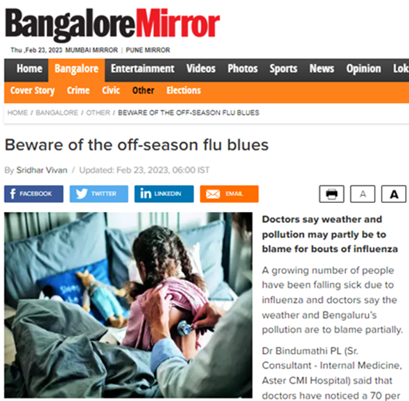 Dr. Aravinda GM on Bangalore Mirror