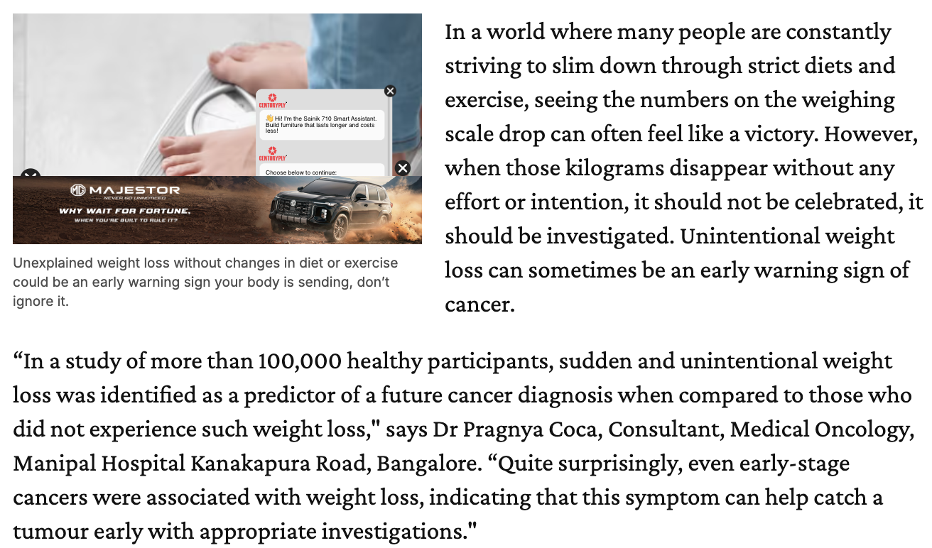 Unintentional Weight Loss Could Be An Early Warning Sign Of Cancer