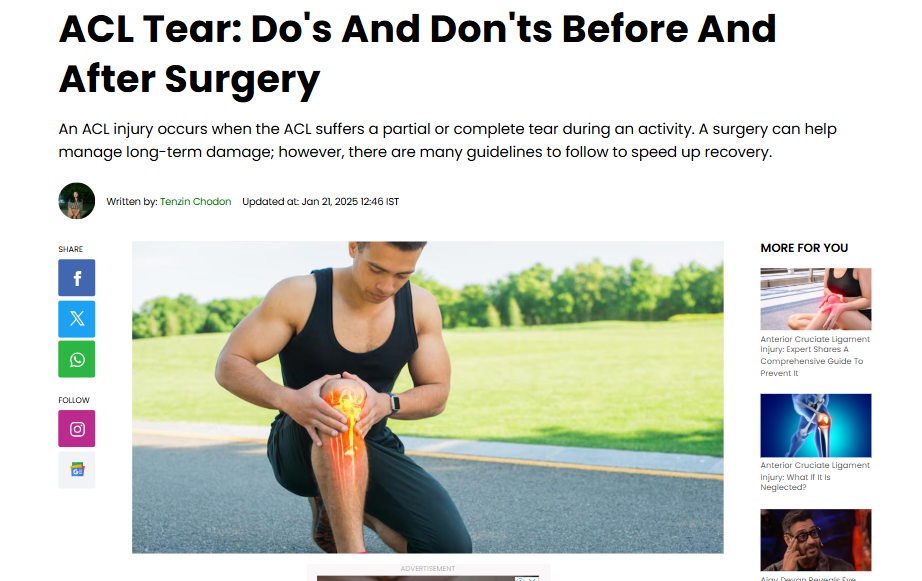 ACL Tear: Do's And Don'ts Before And After Surgery