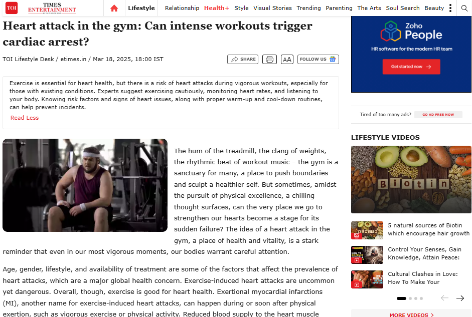 Heart Attack in the Gym: can intense workout trigger cardiac arrest
