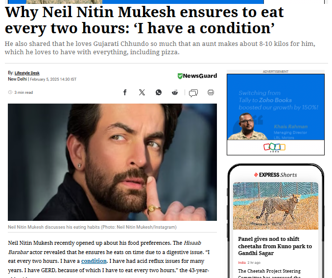 Why Neil Nitin Mukesh ensures to eat every two hours: ‘I have a condition’