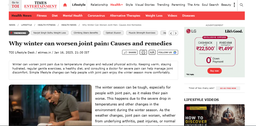 Why Winter can worsen Joint Pain: Causes and Remedies 