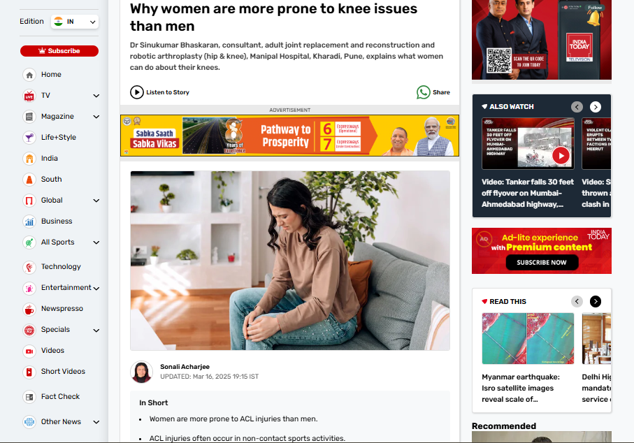 Why women are more prone to knee issues than men
