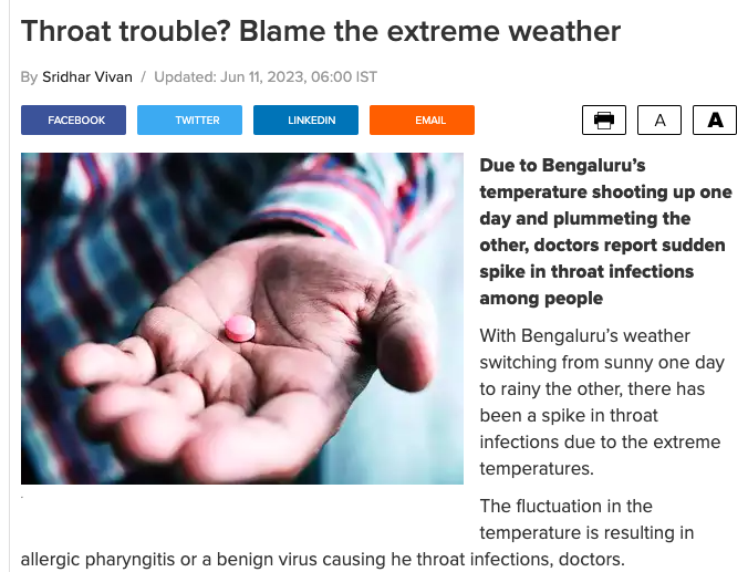 Dr. Dinesh V Kamath on Bangalore Times