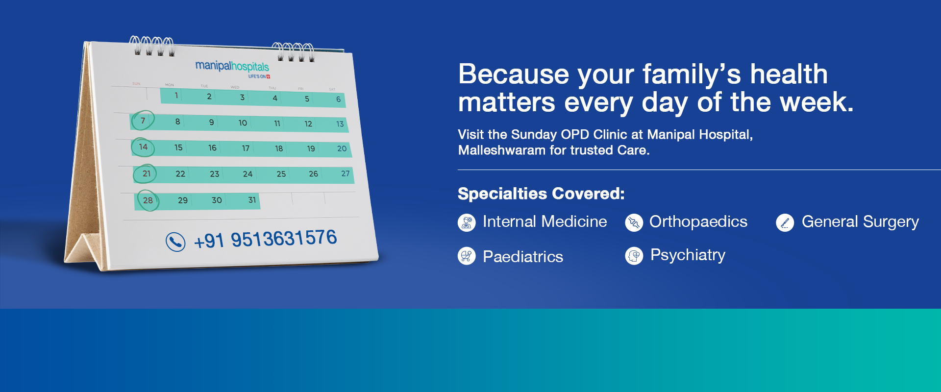 Sunday OPD at Manipal Hospital Malleshwaram – Expert multispecialty care with minimal wait times and flexible appointments