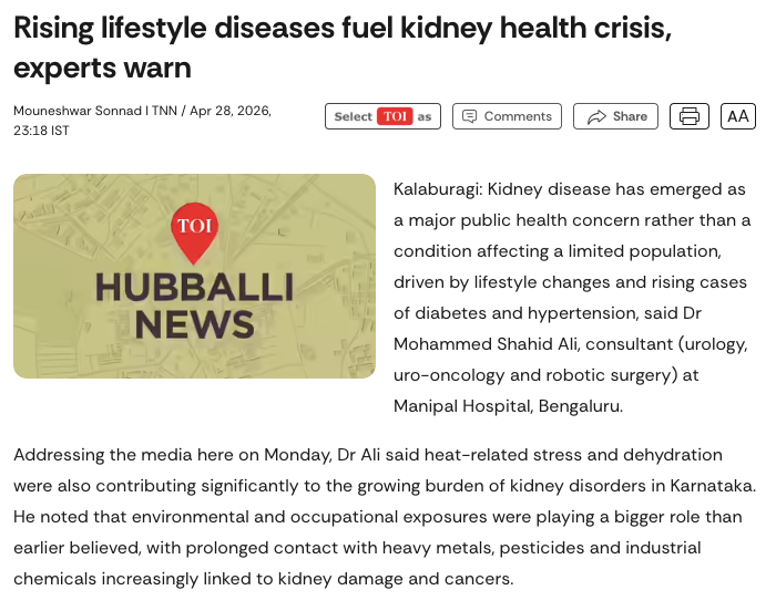Rising lifestyle diseases fuel kidney health crisis, experts warn