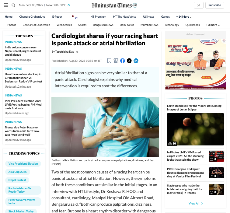 Cardiologist shares if your racing heart is a panic attack or atrial fibrillation
