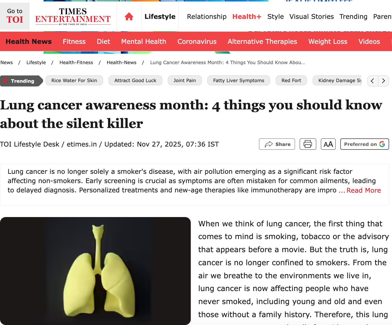 Lung cancer awareness month