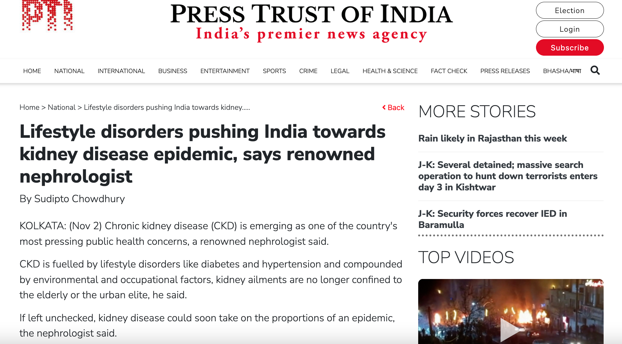 Lifestyle disorders pushing India towards kidney disease epidemic