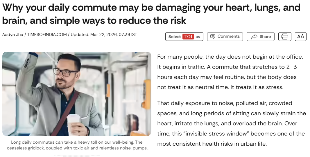 Why your daily commute may be damaging your heart, lungs, and brain, and simple ways to reduce the risk