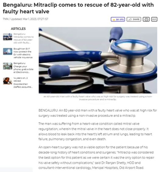 Dr. Ranjan Shetty on The Times of India