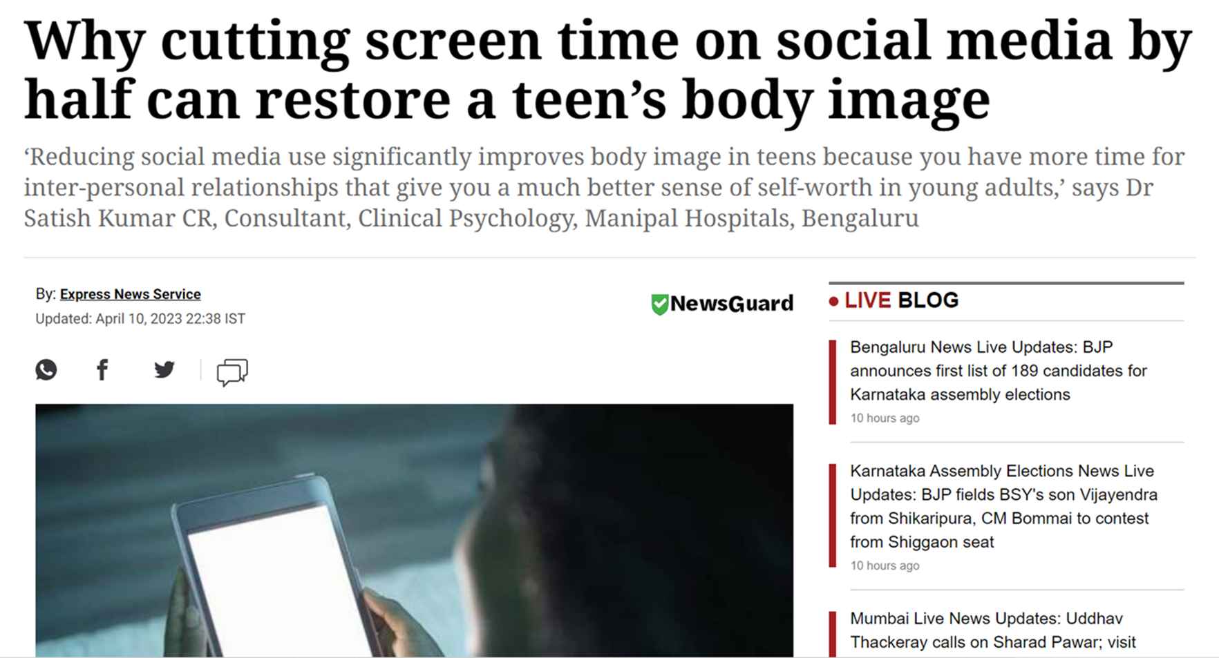 Dr. Satish Kumar C R on The Indian Express