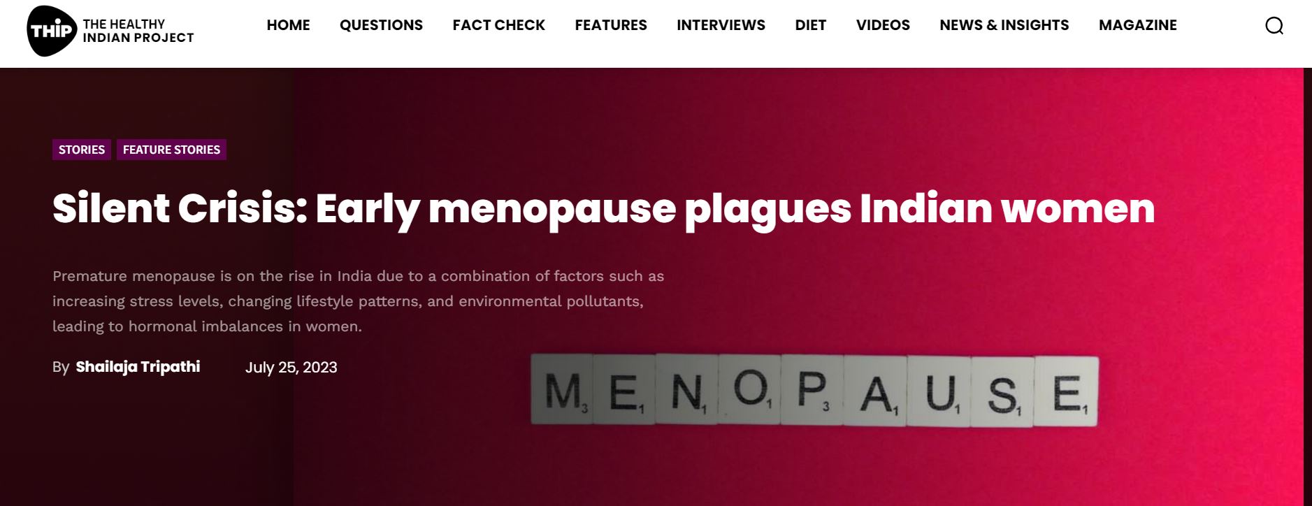 Early menopause plagues Indian women 