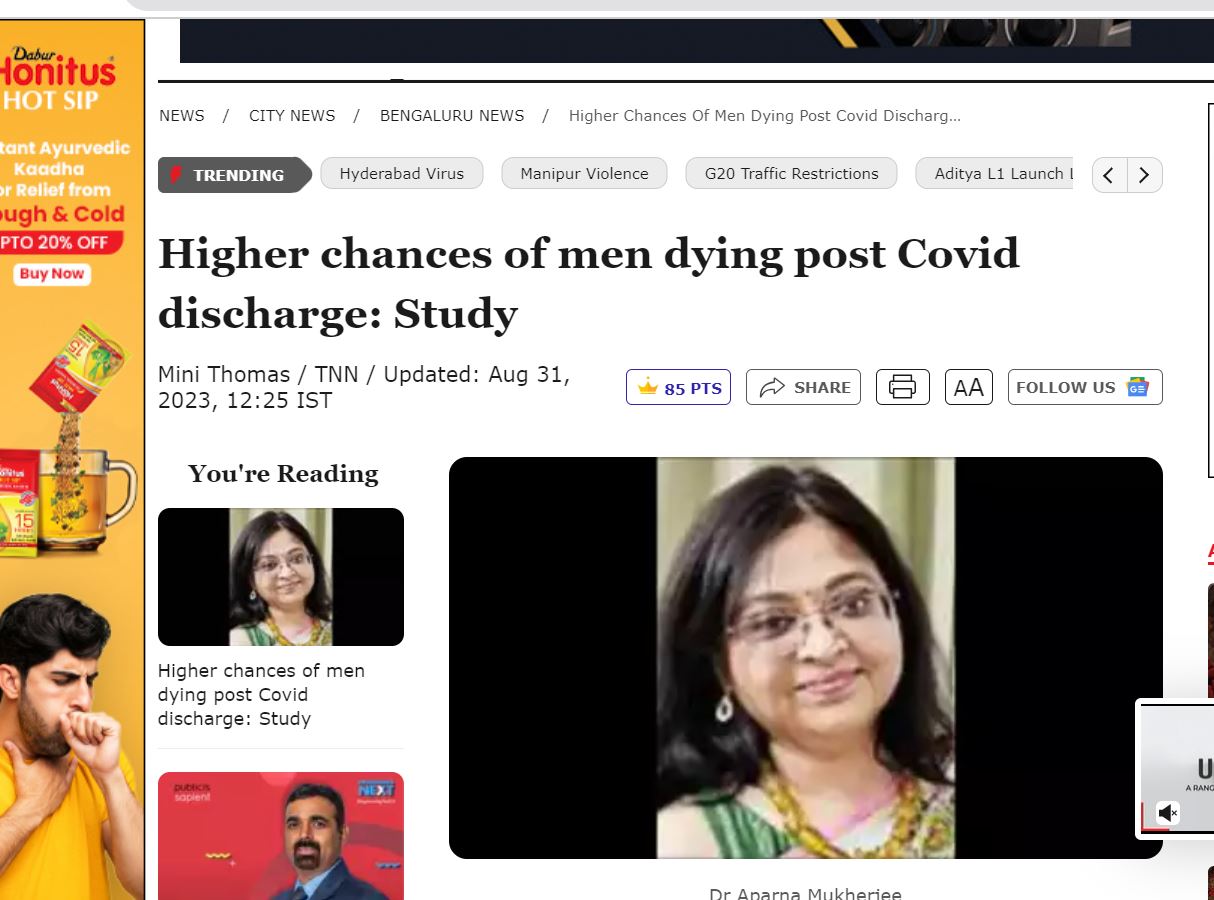 Higher chances of men dying post Covid discharge