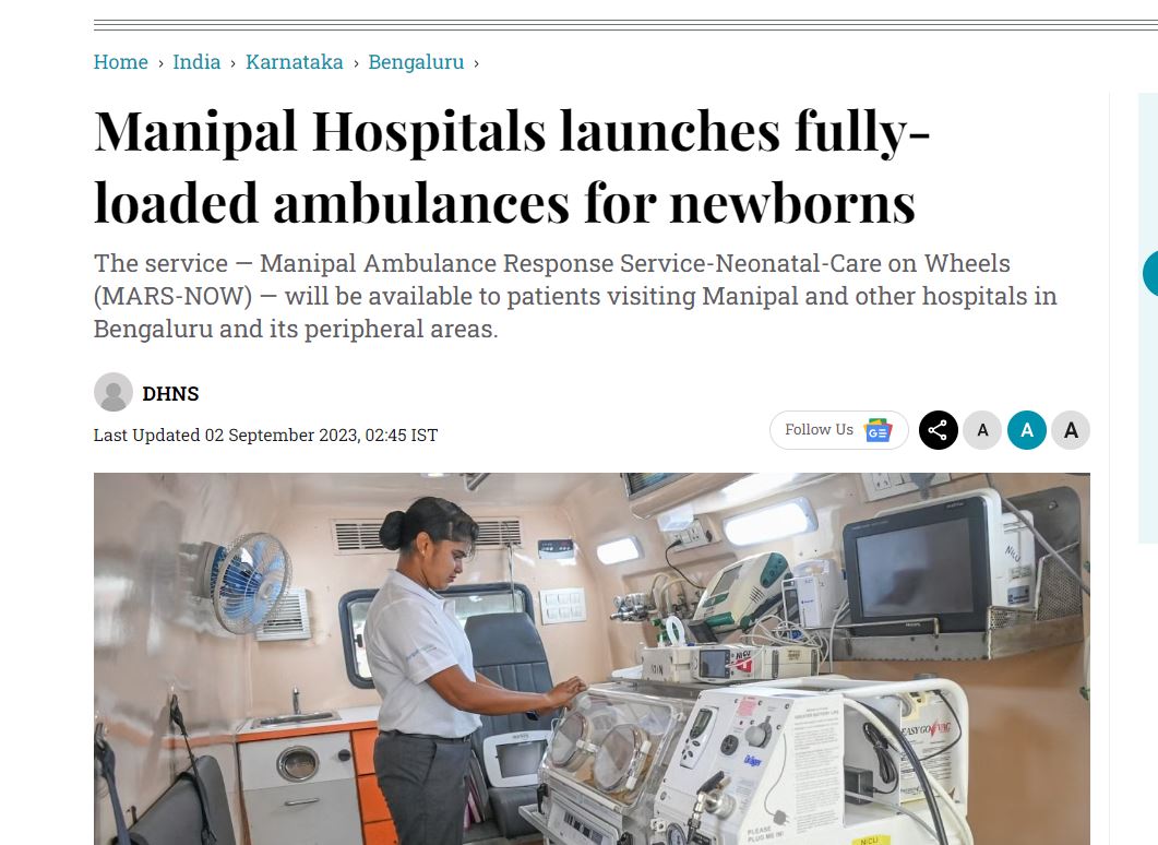 Neonatal Transport Service in Bangalore