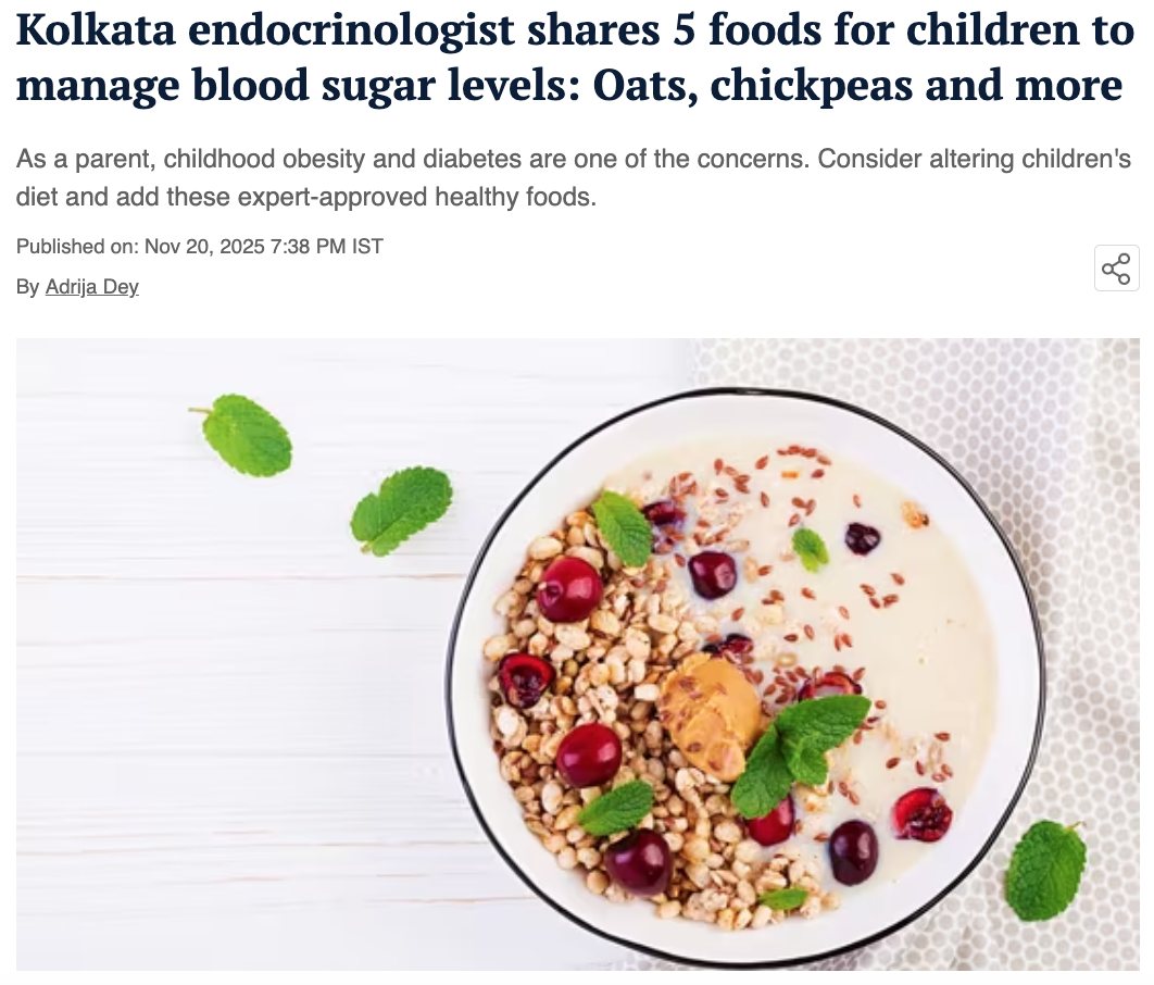 Kolkata endocrinologist shares 5 foods for children to manage blood sugar levels