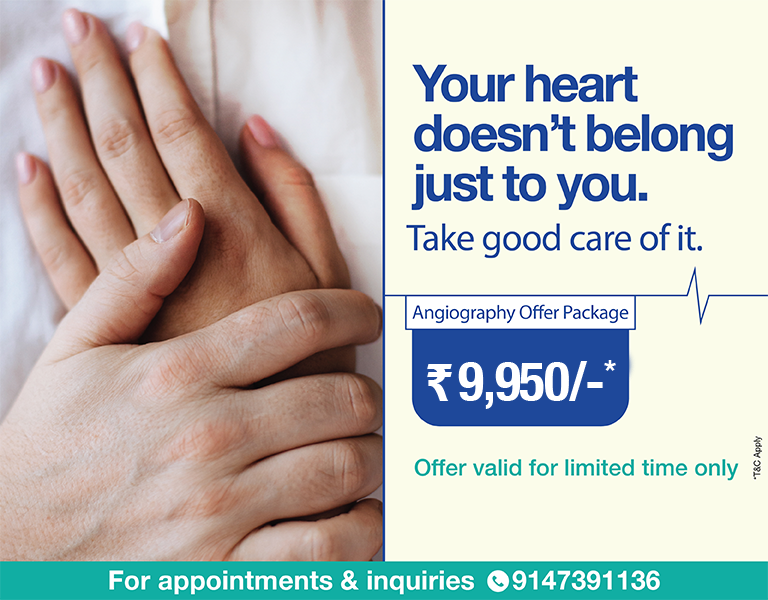 Angiography offer at ₹9,950 – care for your heart, call 9147391136.