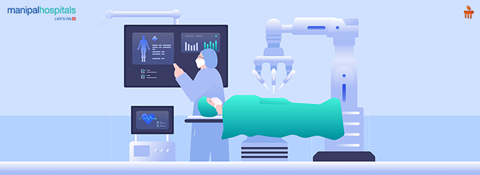 robotic knee replacement surgery banner highlighting faster recovery and precision benefits at Manipal Hospitals, Goa
