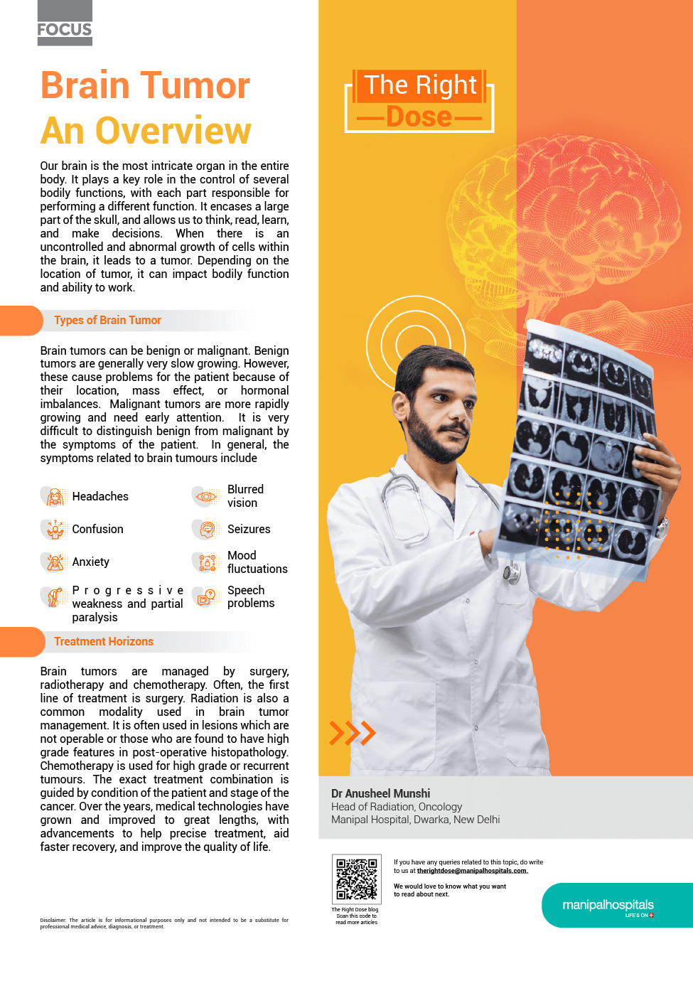 Brain Tumour Overview | Best Radiation Oncologist in Bangalore | Manipal Hospitals