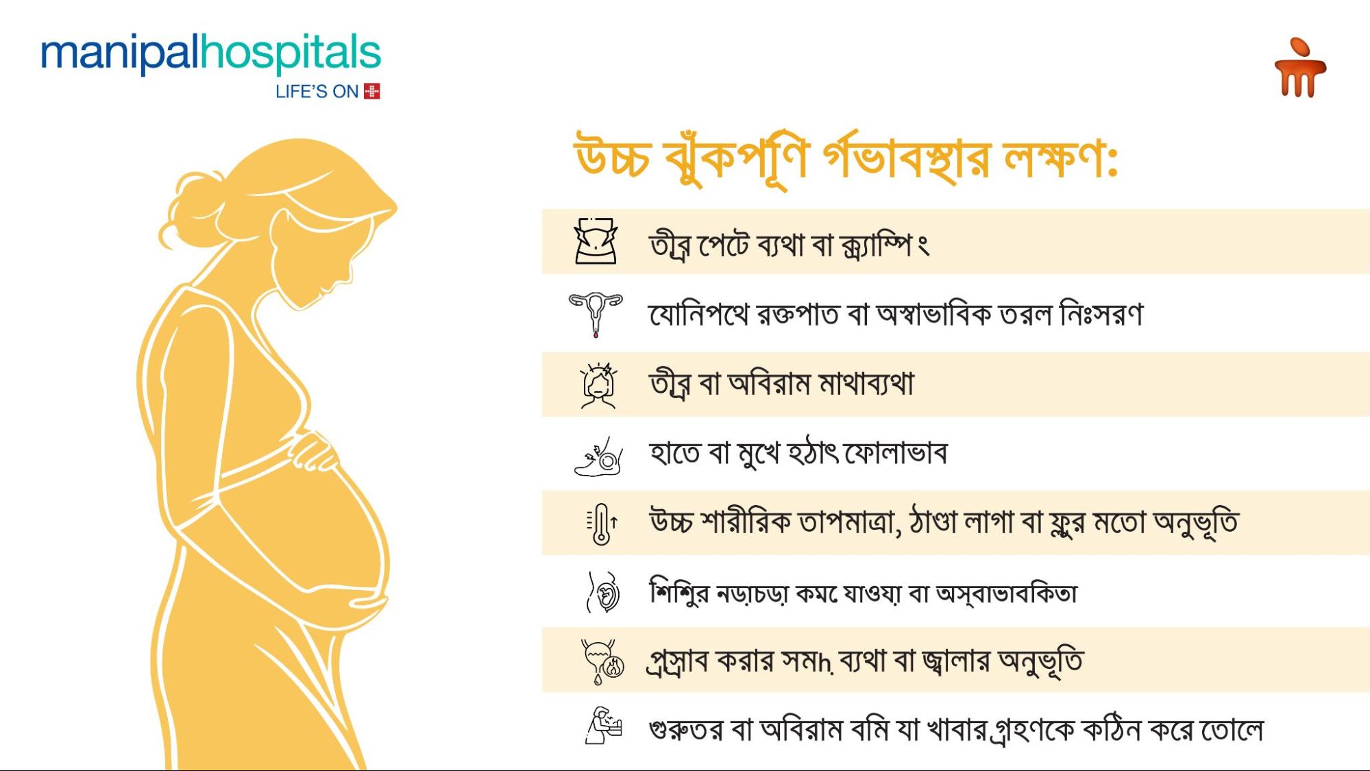 উচ্চ ঝুঁকিপূর্ণ গর্ভাবস্থা সতর্কতামূলক লক্ষণ নিরাপদ মাতৃত্ব