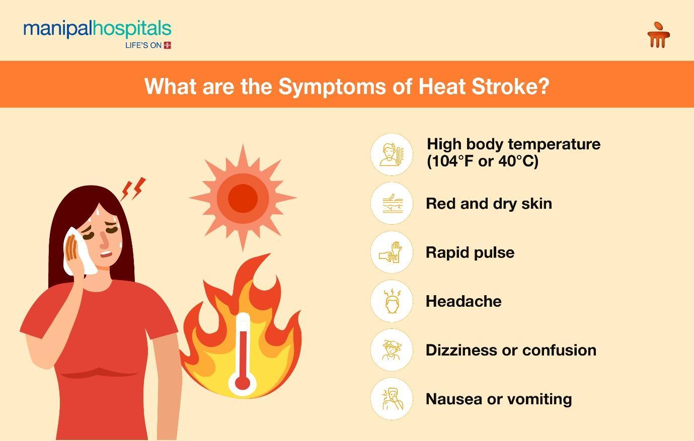 What are the symptoms of heat stroke?