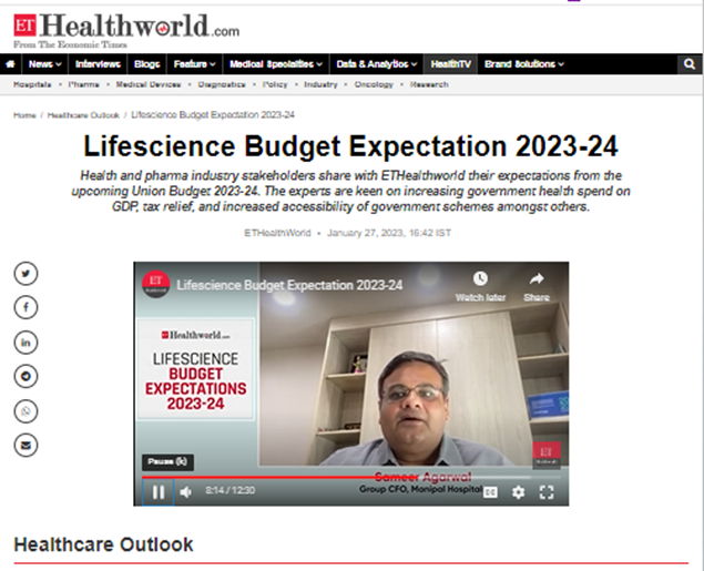 Mr. Sameer Agarwal in ET Healthworld