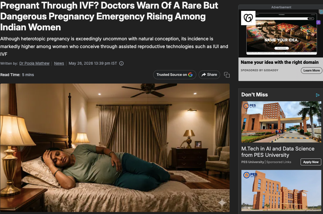 Pregnant Through IVF? Doctors Warn Of A Rare But Dangerous Pregnancy Emergency Rising Among Indian Women