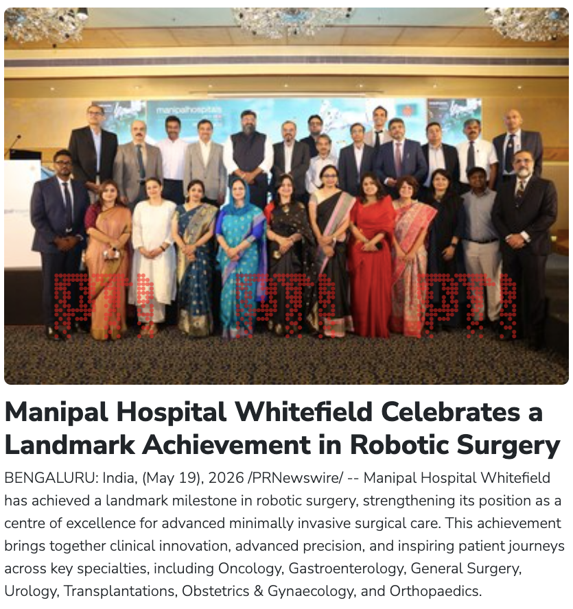 Manipal Hospital Whitefield Celebrates a Landmark Achievement in Robotic Surgery