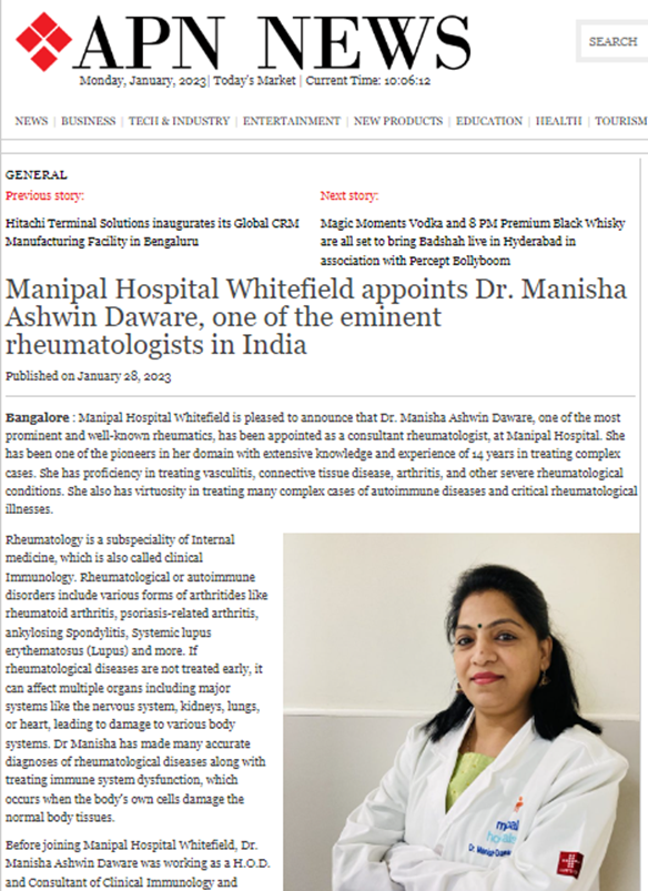 Dr. Manisha Ashwin Daware in APN News