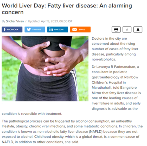 Dr. Sanjeev Rohatgi on Bangalore Mirror