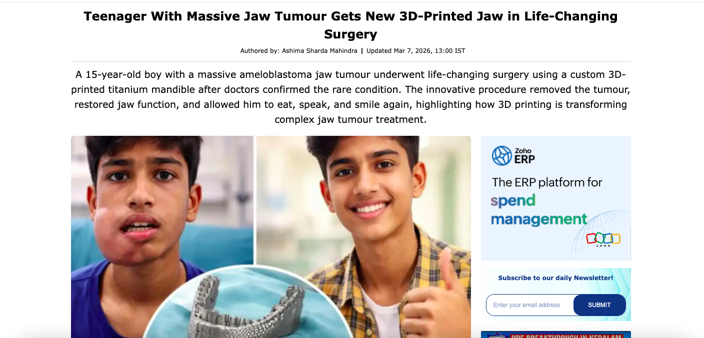 Teenager With Massive Jaw Tumour Gets New 3D-Printed Jaw in Life-Changing Surgery