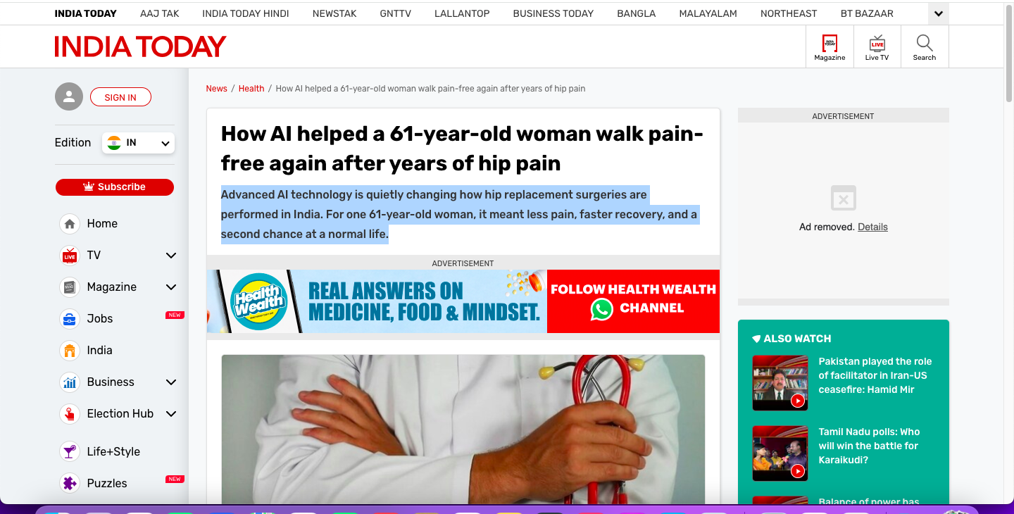 How AI helped a 61-year-old woman walk pain-free again after years of hip pain