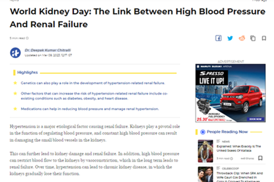 Dr. Girish NS And Dr. Deepak Kumar Chitralli in India Times